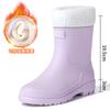 Fashion rain shoes women's winter cotton non-slip medium tube water shoes water boots short rain boots car wash kitchen rubber shoes
