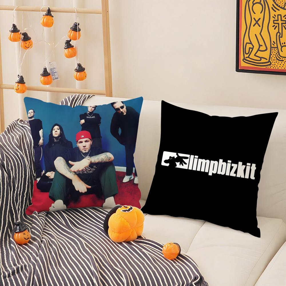 Nu Metal Band L-Limp Bizkit Pillow Case Silky Short Plush With Invisible Zipper Dustproof Sofa Cushion Cover