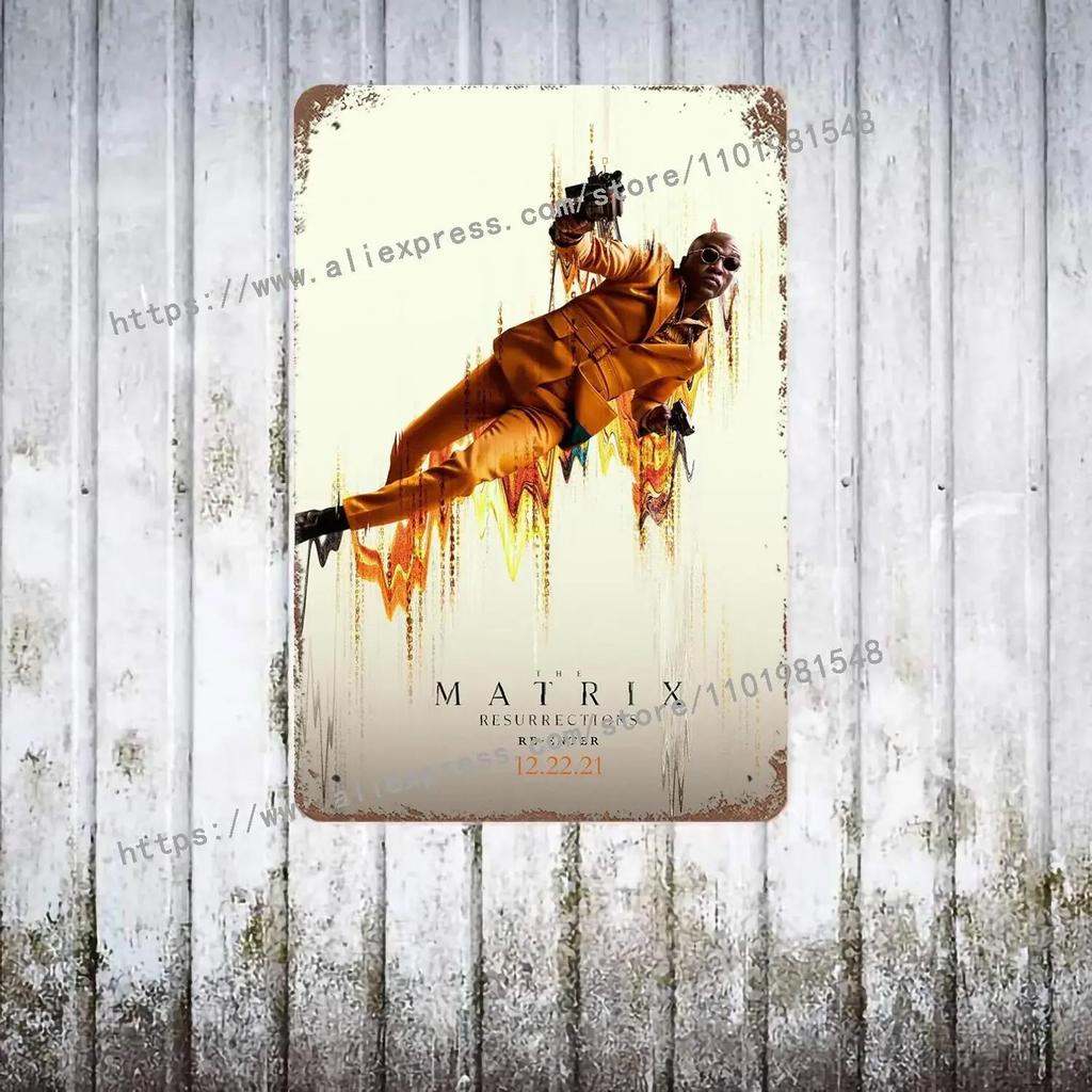 The Matrix Resurrections Decor Poster Vintage Tin Sign Metal Sign Decorative Plaque for Pub Bar Man Cave Club Wall Decoration