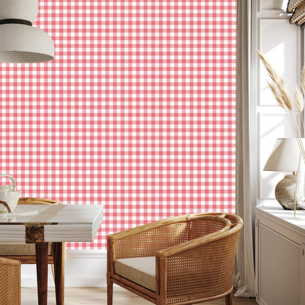Wallpaper Fabric Pattern Coral and White, Harmonious Arrangement 50x1000