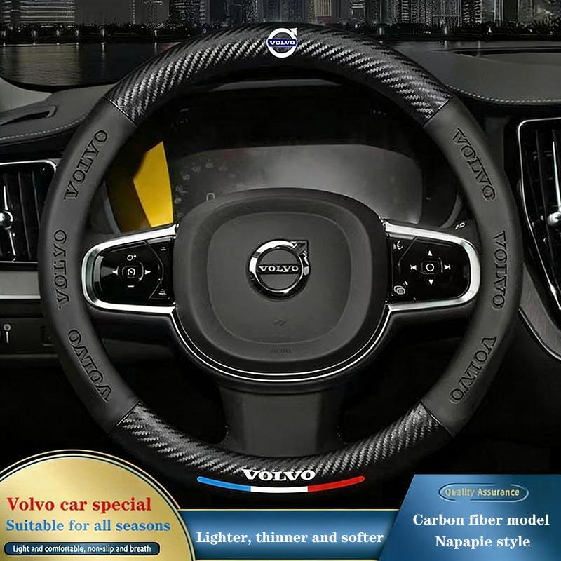 Auto-Lenkradbezug Anti-Rutsch Napa-Leder Lenkradabdeckungen für Volvo RDESIGN S60 S90 XC40 XC60 XC90 AWD Autozubehör HF3
