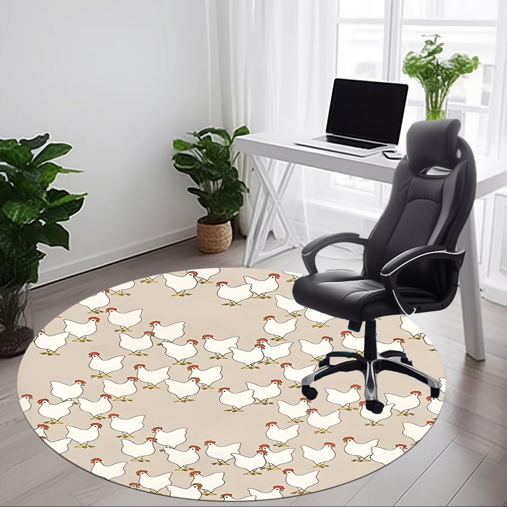 1pc Chicken Pattern Office Round Rug, Non-slip, Soft and Durable Office Rug for Interior Decoration, Perfect for Office, Beautiful Decoration Yy260323
