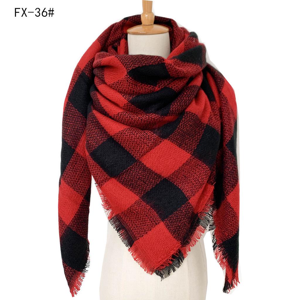 Factory Direct Sales Foreign Trade Autumn/winter New Neck Scarf, Imitation Cashmere Acrylic Black Beige Plaid Square Scarf, Women's Shawl