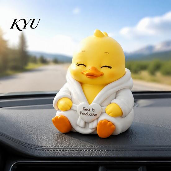 Lightweight Duck Decor for Shelves 3D Printed Sad Yellow Figurines, Cute Tired Worker Resin Novelty Figures Collectors Desk Ornaments Home Office,
