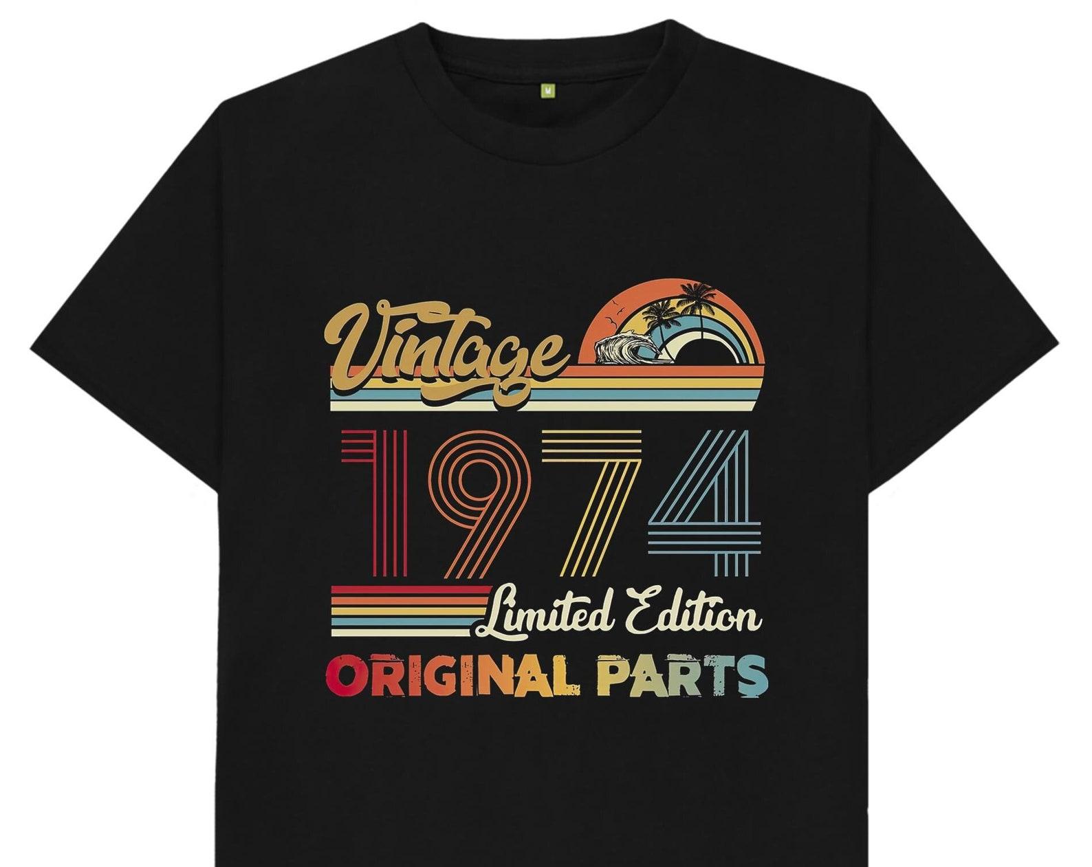 Vintage 1974 Limited Edition Original Parts 50th Birthday T shirt S