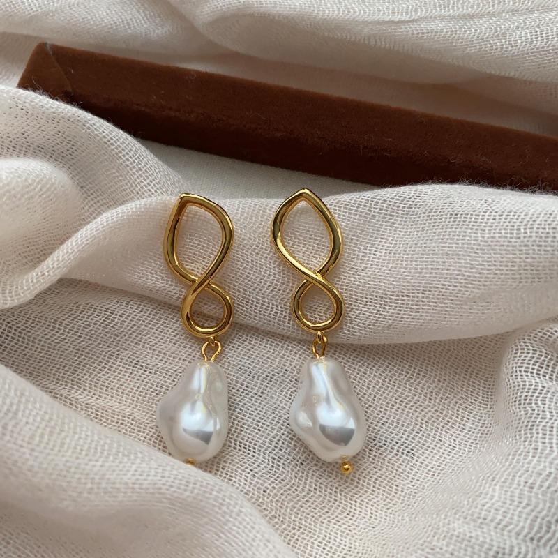 Classic Simple Metal Pearl Earrings, Earrings, Niche High-End Elegant Earrings, Light Luxury, Personalized Charm, Versatile And Elegant