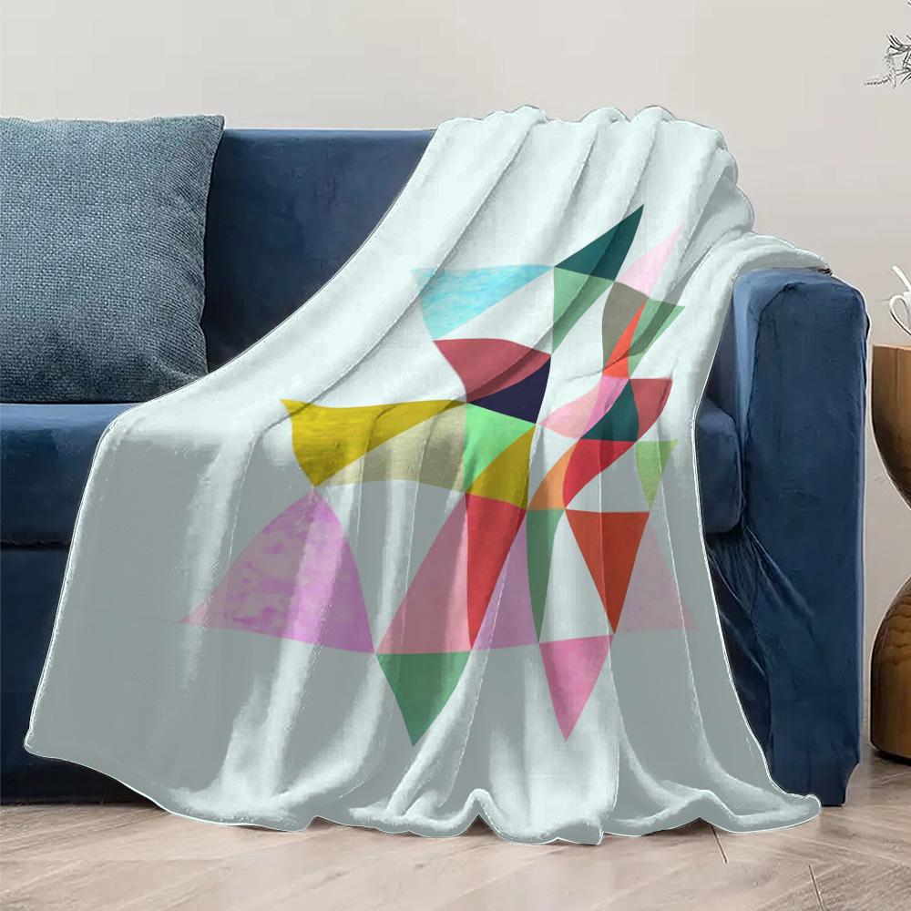 Colorful Geometric Patchwork Quilted Throw Blanket Kids Teen Sofa Bed Decorative Throw Blanket