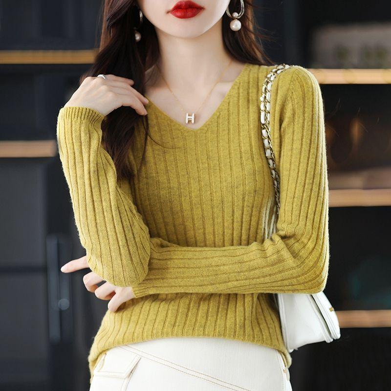 Women Sweater Long Sleeve Top Knitted Pullover V-Neck Fashion Sweater Woman Spring Autumn Basic Female Clothing Sweaters