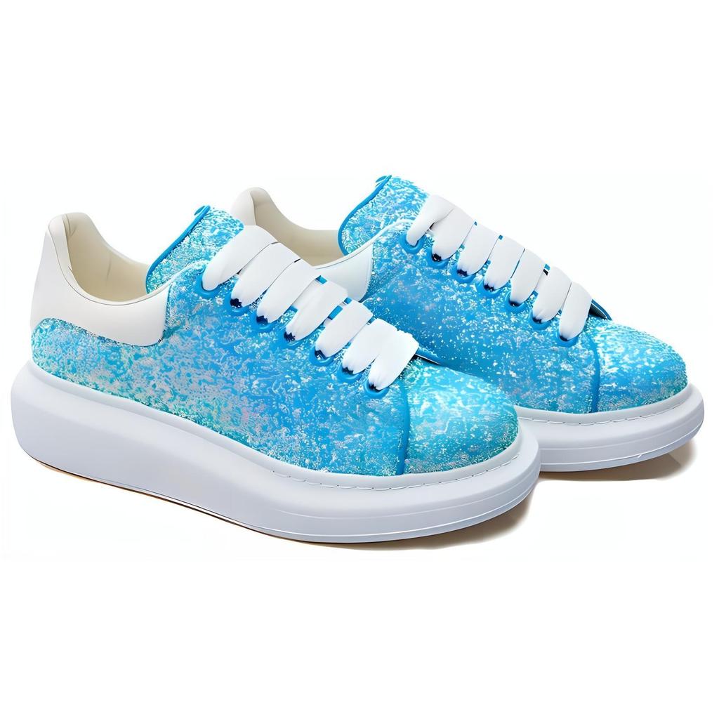 (WMNS) Alexander McQueen Oversized Sneakers Glitter Heavenly 'Blue' Women's 558944W4T634543