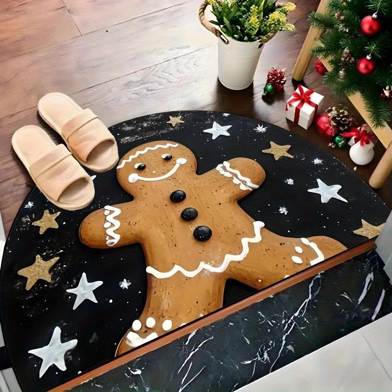 Snowman Reindeer Snow Scene Christmas Doormat Non Slip Washable Floor Mat for Front Porch Kitchen Living Room Balcony Patio Rug