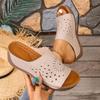 Sommer Neu Übergröße Hohl Keil Sandalen Hausschuhe Damen Einfach Offene Zehen Plattform Höhe-Erhöhend Sandalen