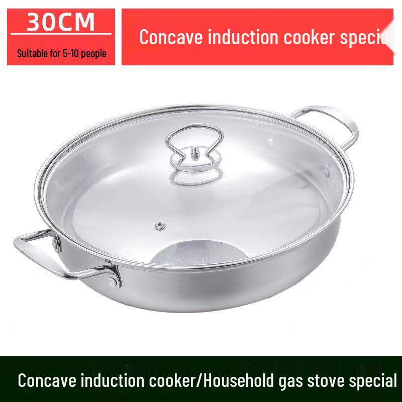 

Профессиональная индукционная плита из нержавеющей стали вогнутой формы, кастрюля для супа и пароварка с круглым дном