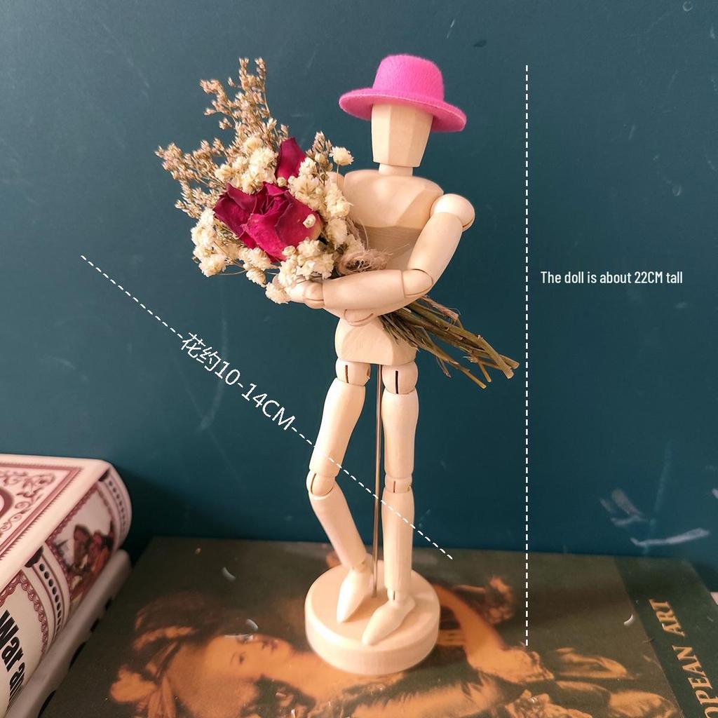 Jointed Wooden Puppet Doll: Handcrafted Human Body Ornament & Decompression Gadget.