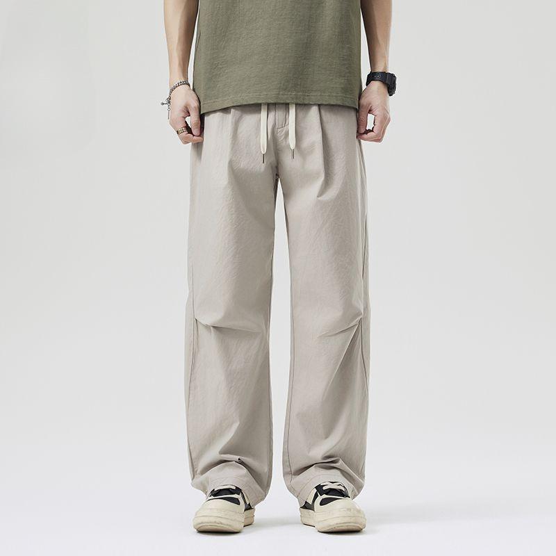 Summer New American Solid Color Straight Casual Pants Men's Drape Loose Stacking Wide Leg Trousers Men