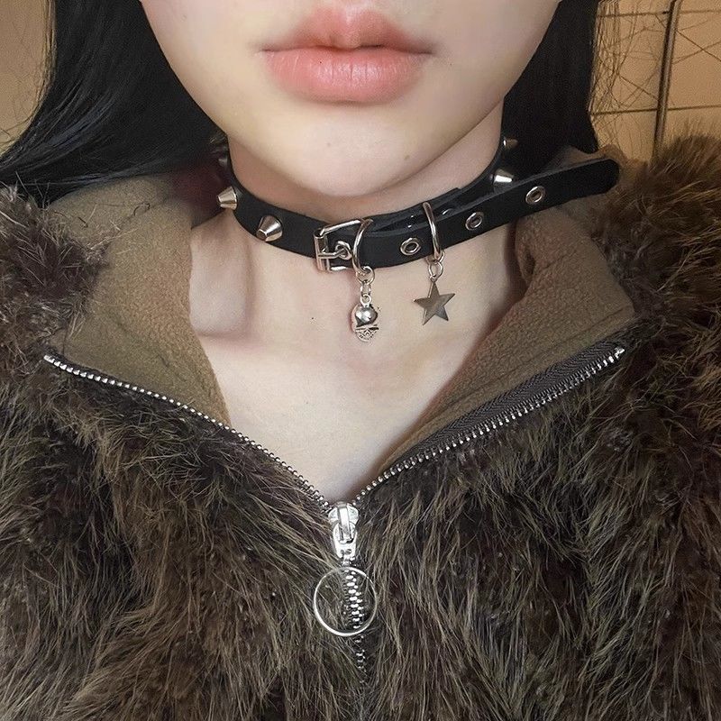 European and American cross-border y2k babes butterfly leather collar punk rock choker collarbone chain necklace foreign trade jewelry