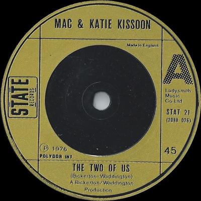 7inch Record MAC & KATIE KISSOON - The Two Of Us STAT21 State Records 1976 UK Dance & Electronica Used