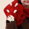 New Year's Christmas gift cute bear red scarf women's winter new warm versatile knitted wool scarf