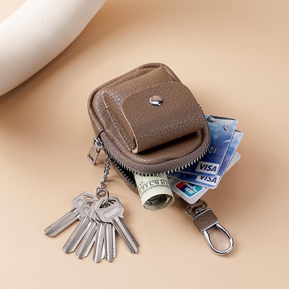 New Mini Key Bag Zipper Pu Leather Portable Change Pouch Bag Pendant Coin Holder Bag Ornament Card Holder Earphone Storage Bag