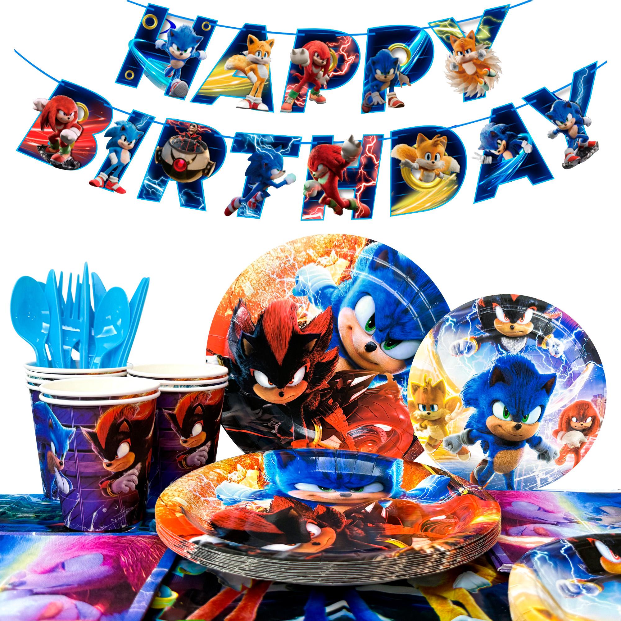 118Pcs Cartoon Birthday Party Decor Tableware Set, Cartoon Party Supplies Tableware Includes Cartoon Tablecloth Cups For Cartoon Party Decor,Serves 16 синий