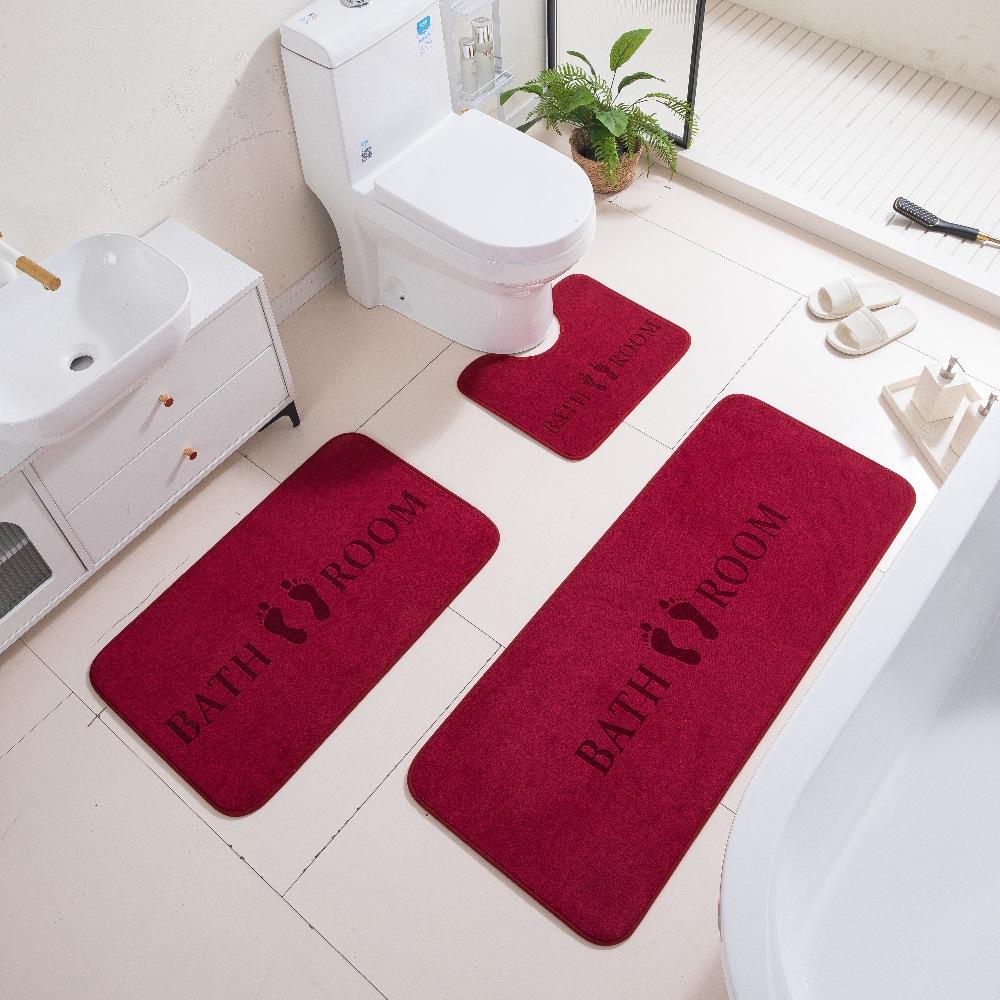 3D Carved Three-Dimensional Bathroom Floor Mat Toilet Three-Piece Non-Slip Absorbent Carpet
