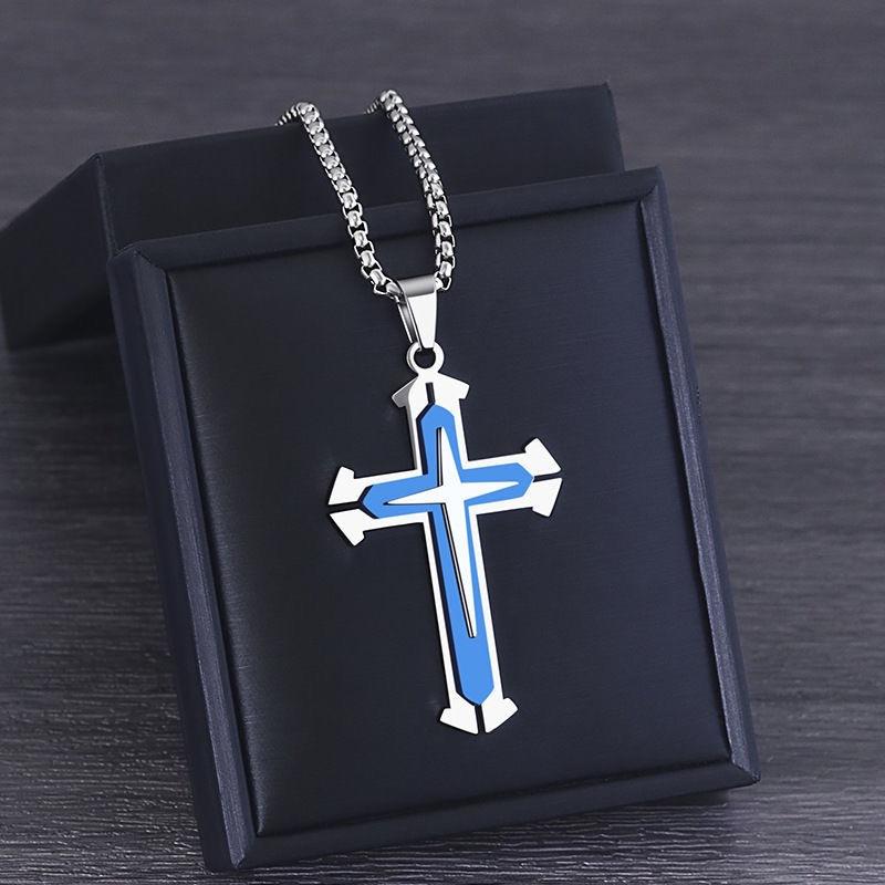 Pandantiv din aliaj minimalist personalizat în cruce cu trei straturi