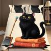 3-Piece Bedding Pillowcase Quilt Cover Set Cartoon Cute Black Cat 2D Digital Printing Suitable For Bedroom Dormitory Decoration