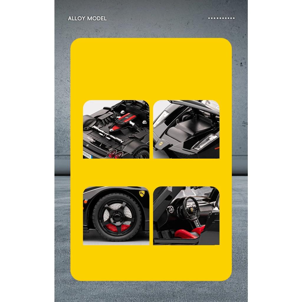1/24 Ferrari ENZO Alloy Sports Car Model Diecast Metal Racing Super Vehicles Car Model High Simulation Sound and Light Children Toy Gift