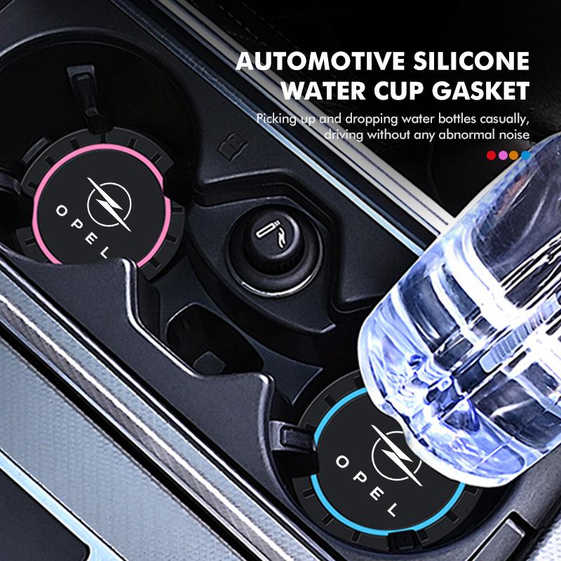 BBGR3 2PCS Car Coaster Silicone Water Cup Slot Non-Slip Mat PVC Pads For Opel Insignia Corsa Zafira Mokka Grandland Antara Ampera