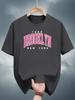 100% Cotton Brooklyn New York Graphic T-shirt - Casual Short Sleeve Crewneck