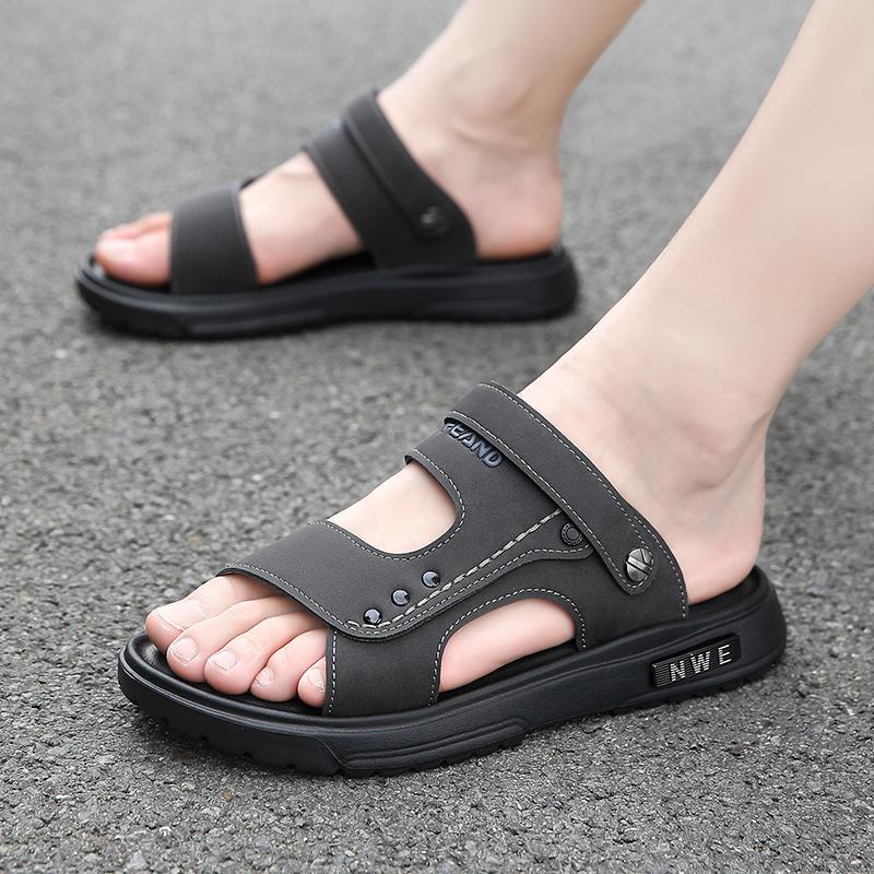 Léto Muži Kožené sandály Volný čas Letní boty Mužské Plážové boty Pohodlné Pánské Boty Outdoor Muži Římské sandály Žabky Pantofle Skluzavky