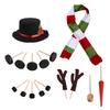 16Pcs Set Snowman Decorating Kit Festival Snowman Set for Winter Outdoor Party Holiday Red White Green Scarf