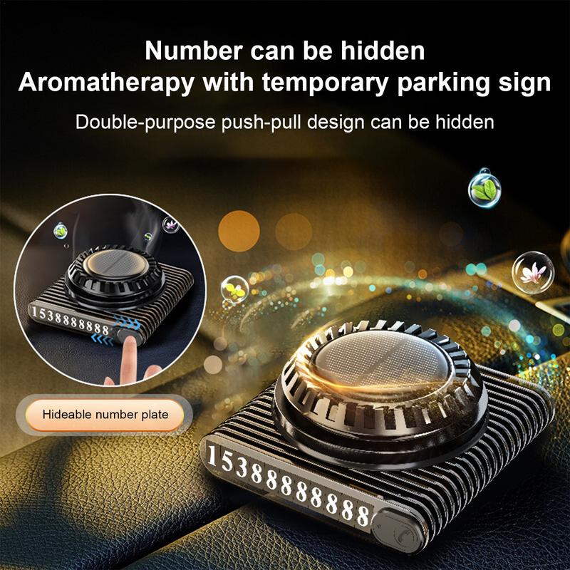 Solar Power Car Air Freshener Solar Rotating Aromatherapy With Temporary Parking Number Plate Odor Eliminator Dashboard