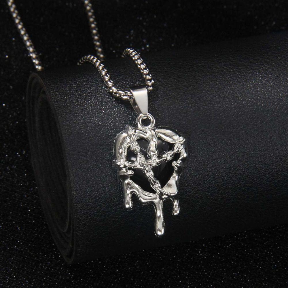 4PCS Personality Thorn Love Necklace Set Gothic Style Crucifix Pendant Chain  Church