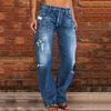 High Waist Denim Pants Stylish High Waist Women's Jeans with Ripped Details Slim Fit Multiple Pockets for Daily Wear Trendy