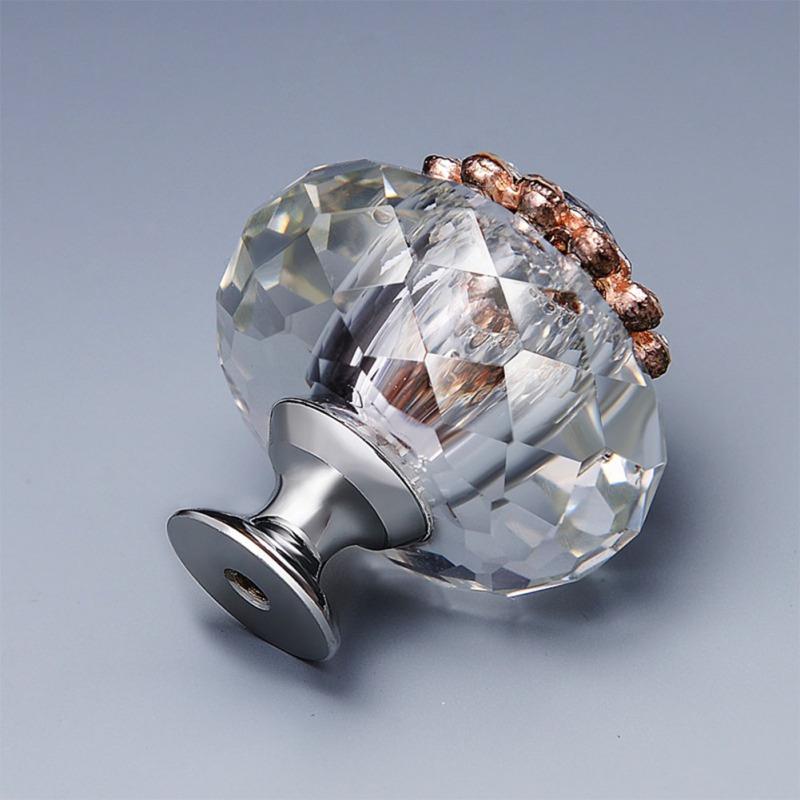40mm Luxurious Crystal Door Knobs Zinc Alloy Pull Handle for Cabinet Drawer Wardrobe Cupboard Kitchen Door