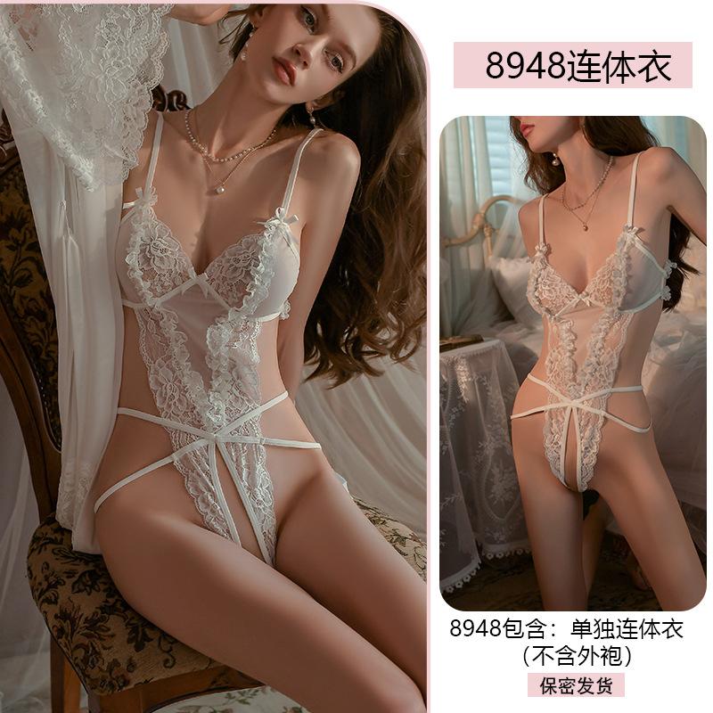 Original Erotic Lingerie Sexy Lace Seductive One-piece Dress Women's open-crotch Uniform no-Take Pajama Set 8948