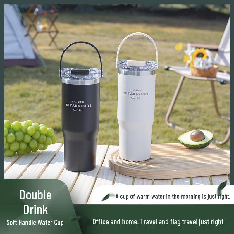 

Large Insulated Sports Water Bottle with Double Straw, Ideal for Office, Gym, and Car Use Pink 600ml