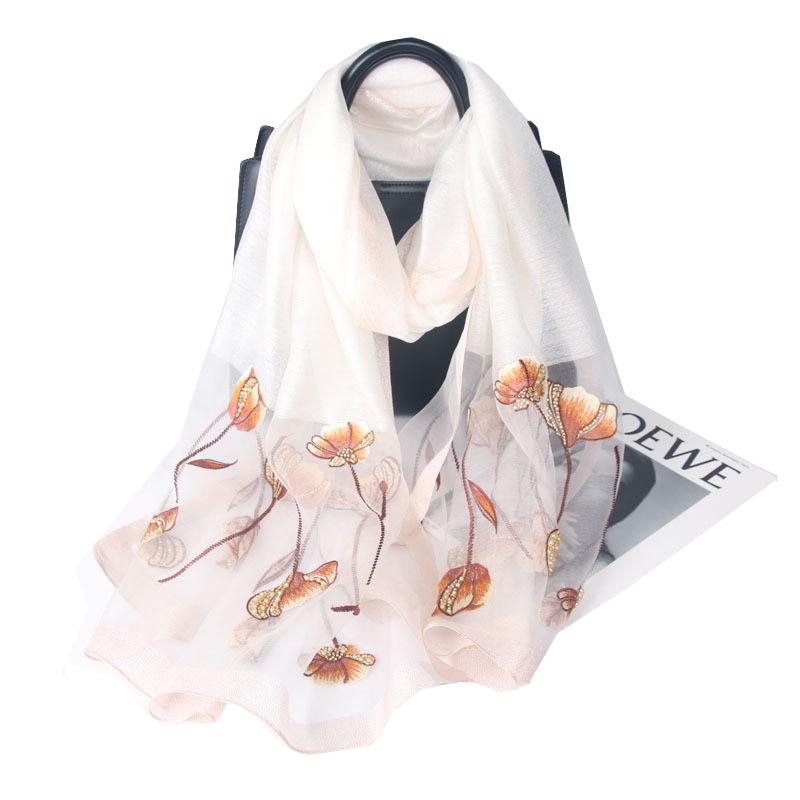 Embroidery Embroidery Handmade Embroidery Silk Wool Silk Scarf Women'S Spring And Autumn Versatile Solid Color Scarf Fashion Shawl Shawl