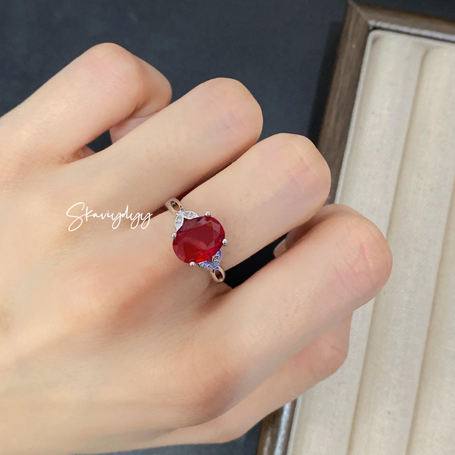 Women s Trendy Open Ring with Imitation Garnet - Simple Design, Red Gemstone Jewelry Adjustable Open