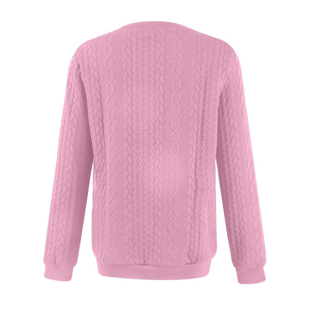 Damemote Uformell glidelås V-hals løs langermet ensfarget genser