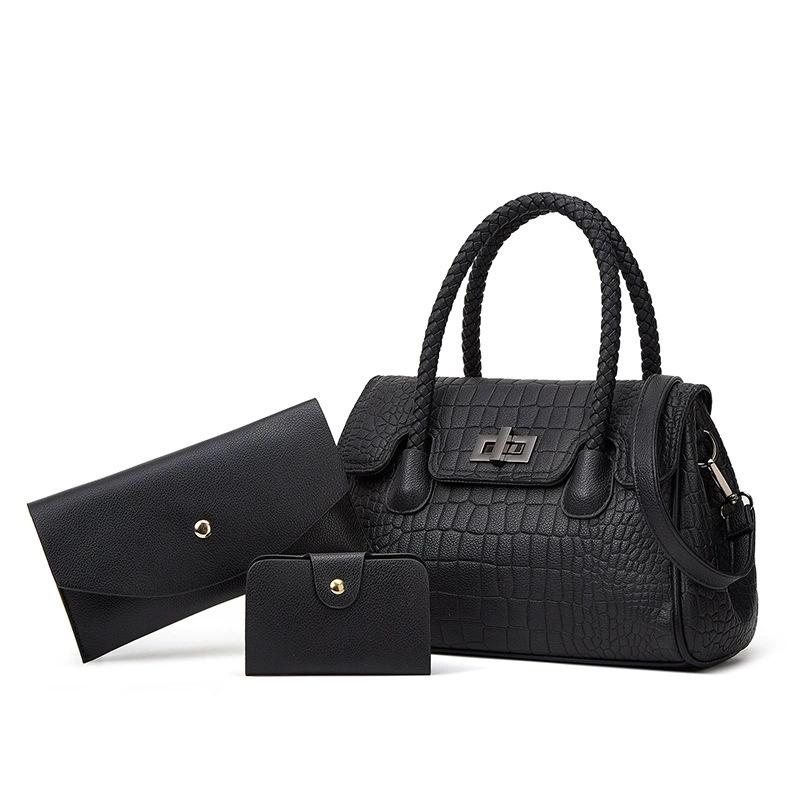 Authentic Women's Bag 2025 New Trendy Fashion Crocodile Pattern Handbag Shoulder Crossbody Large Capacity Commuter Soft Leather Mom Bag