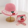 Girls' French Summer Straw Sun Hat - Wide Brim, UV Protection, Breathable Design