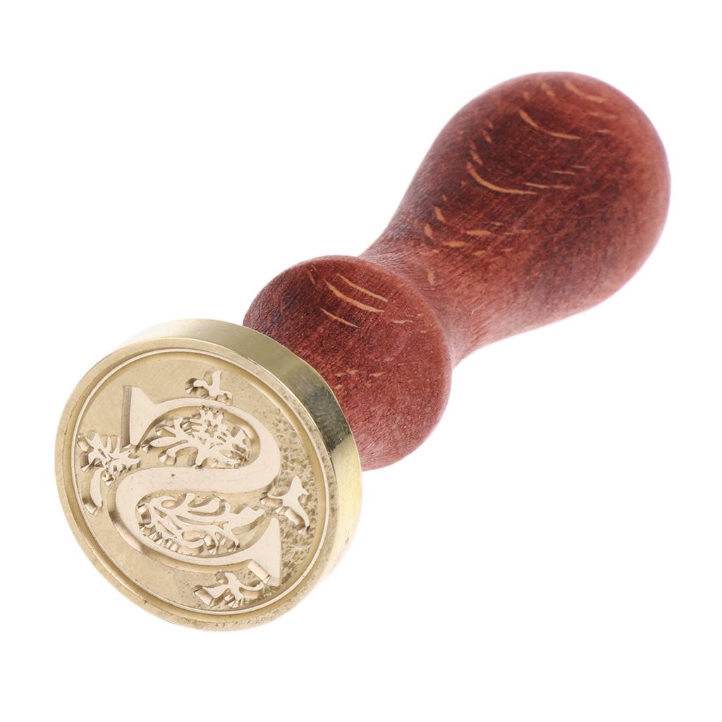 Handmade Alphabet Letter Sealing Wax Stamp Wooden Handle for Wedding Invitation Scrolls