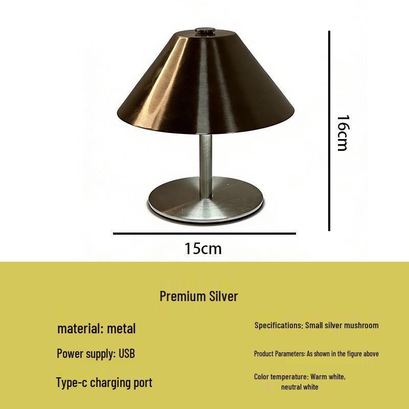 Umbrella Mushroom Metal Desk Lamp - USB Charging, Touch Dimming, Eye Protection, Simple & Atmospheric Design