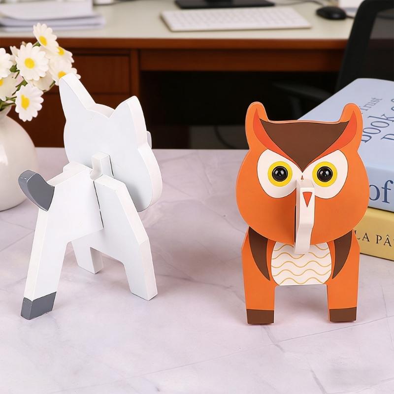 Lovely Animal Shape Eyeglasses Holder Detachable Wooden Glasses Stand for Home Office And Kids Room Decoration