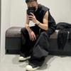 Amerikanischer Stil Freizeithose Schwarz Cargohose Mehrere Taschen Locker Weites Bein für Herren Y2K Frühling Herbst