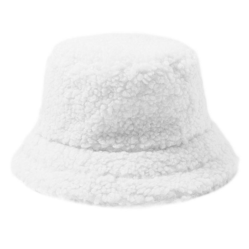 Lamb Wool Plush Hats Solid Color Wide Brims Caps All-match Fall Winter Plush Hat Plush Hat Bucket Hats for Women & Men