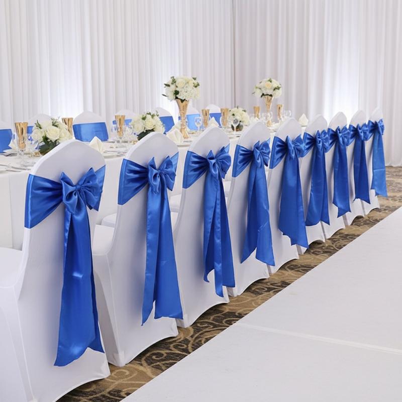 1 Pcs Satin Chair Sashes Quality Chair Ribbons Elegant Premium Bows Chairs Tie Back Chairs Decoration For Wedding Banquet Party