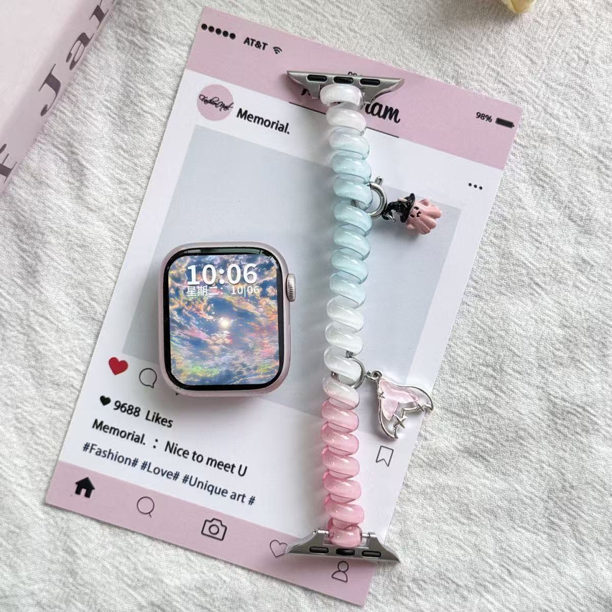 

Strap for apple watch bands ultra2 3 49mm 40mm 41mm 44mm 46mm stretchable Cute Scrunchie brecelet iwatch seires 10 9 8 7 5 SE 11 38 40 41 S10-42mm