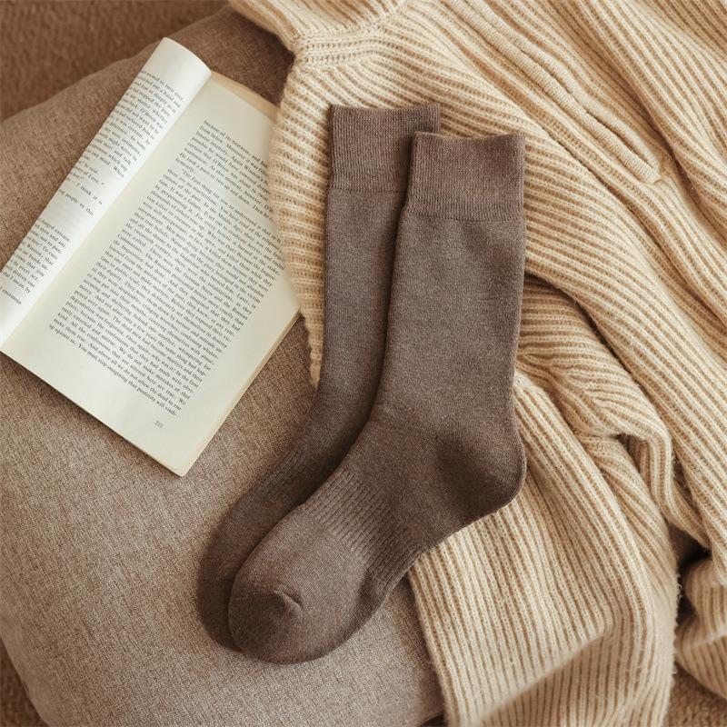 Men's Autumn and Winter Pure Cotton Plus Velvet Warm Hair Ring Boneless Tube Socks